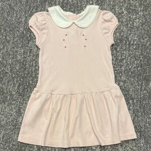 EUC Lullaby Set Pink Pima collared Dress with wreath bow embroidery 6x